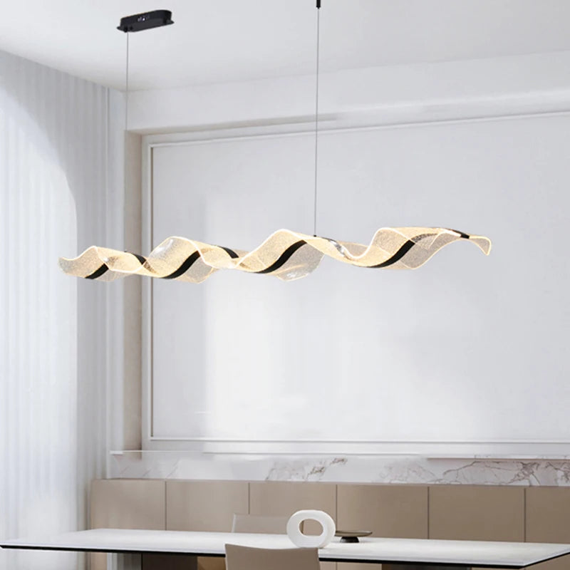 OEM lampa do kuchni nowoczesna falowana wisząca lampa LED nad stołem i blatem kuchennym