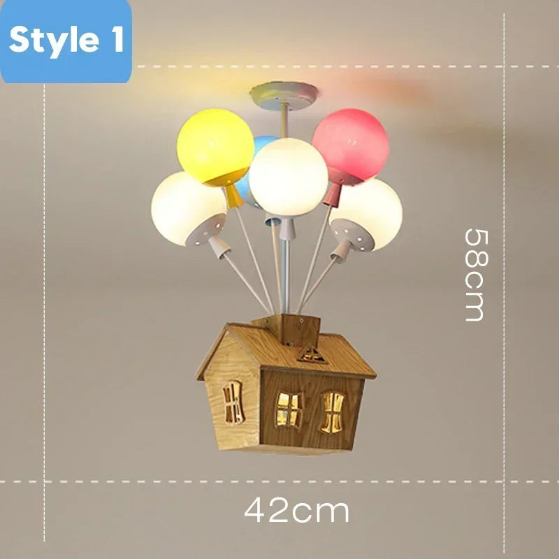 Lampa sufitowa Jaśnie Panie, dom z balonami, kolorowa, styl nowoczesny, idealna do pokoju dziecięcego