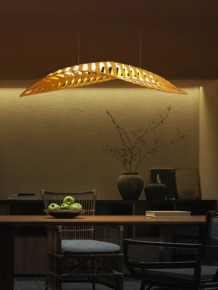 VIGOUS drewniana lampa sufitowa o nowoczesnym, eleganckim designie do salonu lub jadalni
