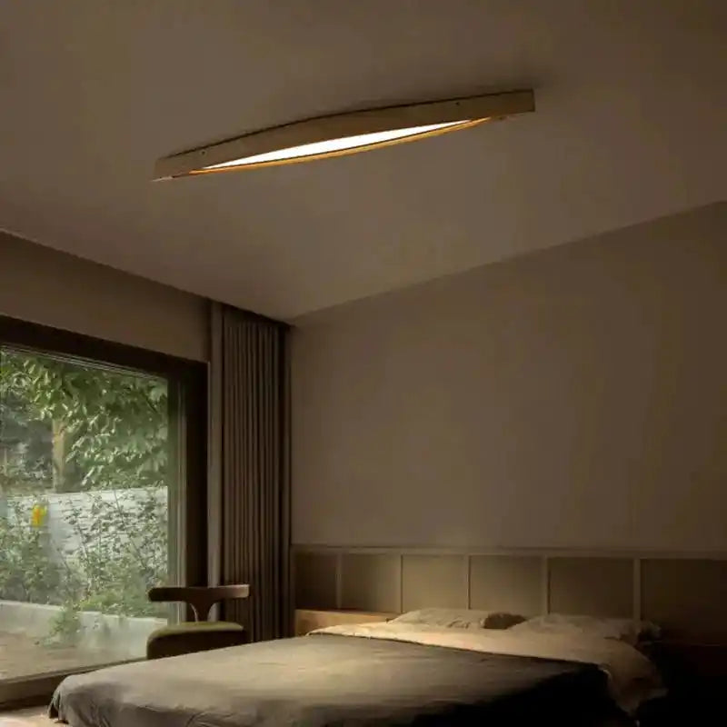 Mu Xiuyuan drewniana lampa sufitowa nowoczesna minimalistyczna w sypialni nad łóżkiem