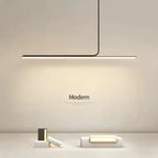 Minimalistyczna lampa do salonu o nowoczesnym designie z poziomym światłem od Gather
