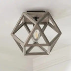 Nowoczesna geometryczna lampa sufitowa z metalową ramą i odsłoniętą żarówką
