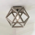 geometryczna lampa sufitowa z drewnianą ramą o nowoczesnym designie 