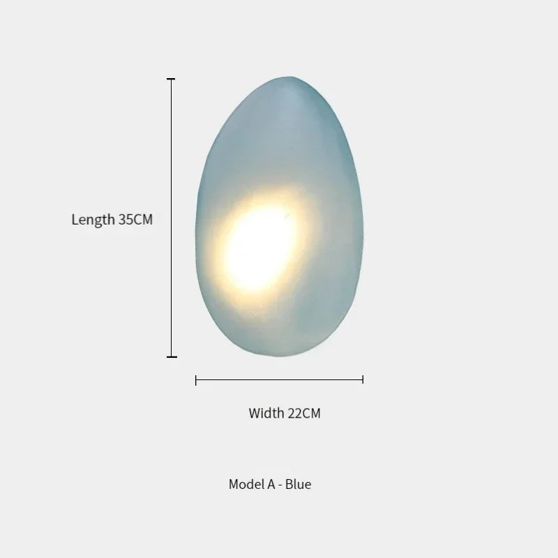 Niebieska owalna lampa ścienna LED 35x22 cm z miękkim światłem lampy dekoracyjne na ścianę