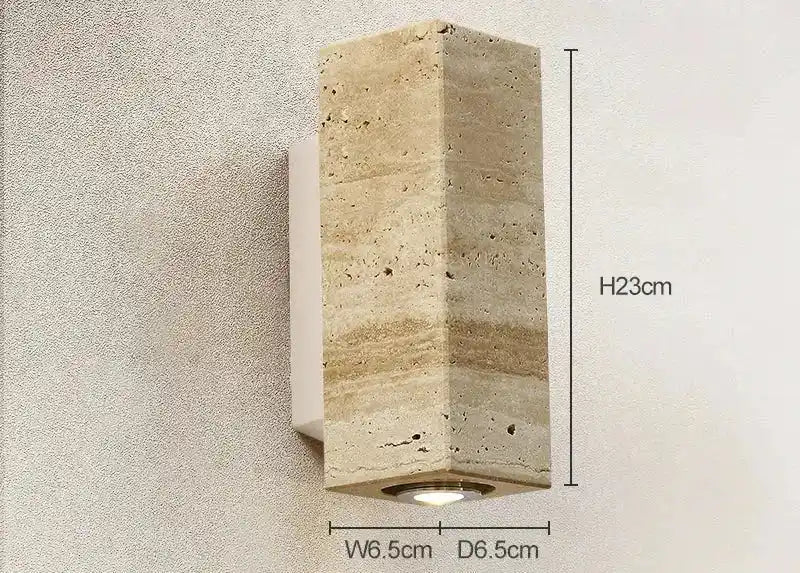 Nowoczesny kinkiet z kamienną obudową o wymiarach 23x6,5 cm do oświetlenia ściennego