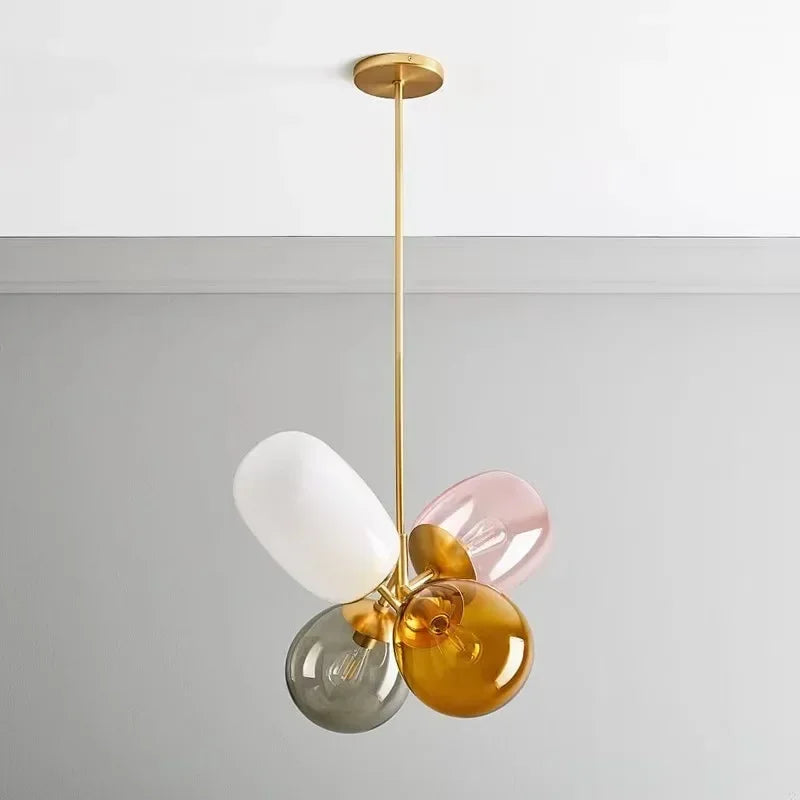 SANDYHA kolorowa lampa wisząca z czterema różnokolorowymi kloszami w nowoczesnym stylu