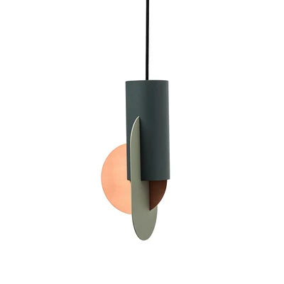 Kreatywna Lampa wisząca, cylinder w kolorze szarym z metalowymi akcentami, przeznaczenie do nowoczesnych wnętrz
