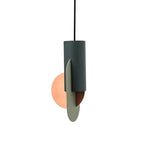 Kreatywna Lampa wisząca, cylinder w kolorze szarym z metalowymi akcentami, przeznaczenie do nowoczesnych wnętrz