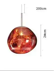 Kreatywne lampy szklane Jaśnie Panie w kształcie nieregularnej czerwonej kuli o wysokości 20 cm