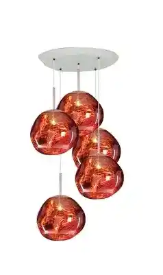 Kreatywne lampy szklane Jaśnie Panie z miedzianymi kloszami pięciopunktowa lampa wisząca