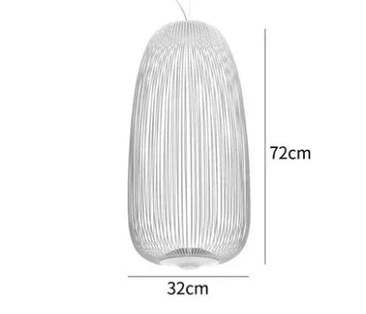 Lampa do salonu, wisząca, przezroczysta, kadr przód, nowoczesny design