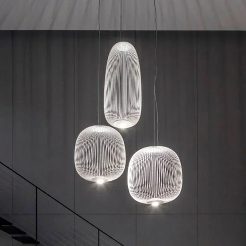 Lampa do salonu, wisząca, biała, kadr z przodu, nowoczesny design