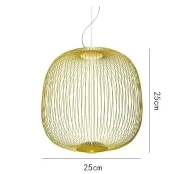 Lampa wisząca, metalowa, złota, przód, lampa do salonu