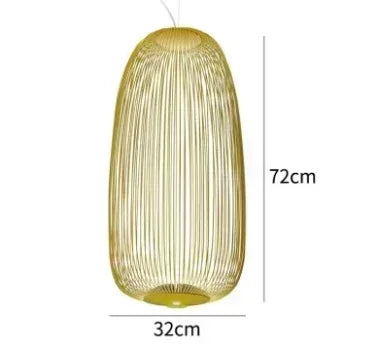 Lampa do salonu, wisząca, złota, kadr z przodu, styl nowoczesny