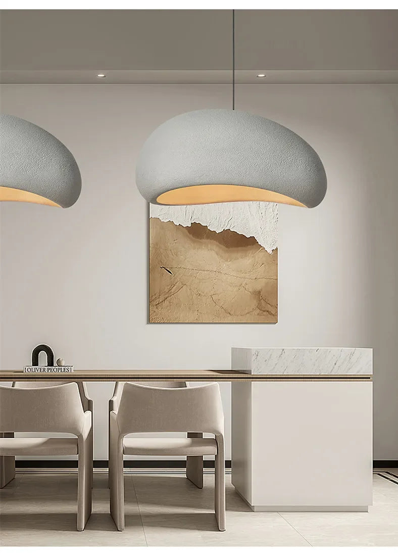 Lampa Japandi VIGOUS, sufitowa, szara, widok z przodu, do nowoczesnego salonu