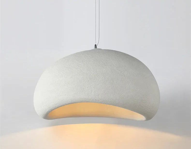 Biała lampa wisząca japandi Naru, model B – nowoczesny salon