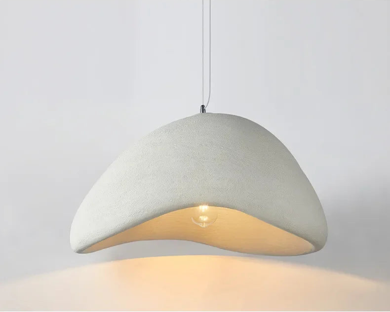 Biała lampa wisząca japandi Naru, model A – oświetlenie do nowoczesnego wnętrza