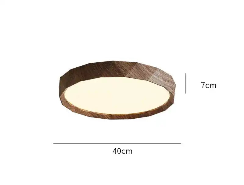Lampa LED do salonu z drewnianą ramą o średnicy 40 cm i wysokości 7 cm
