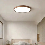 Nowy Dom lampa LED do sypialni sufitowa okrągła z drewnianą ramą i miękkim światłem