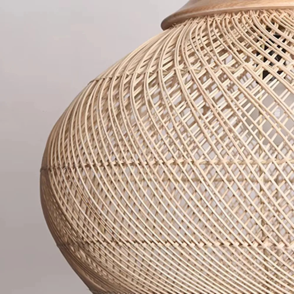 Lampa Rattanowa JOYINLED, lampa, naturalny, przód, przeznaczenie do salonu