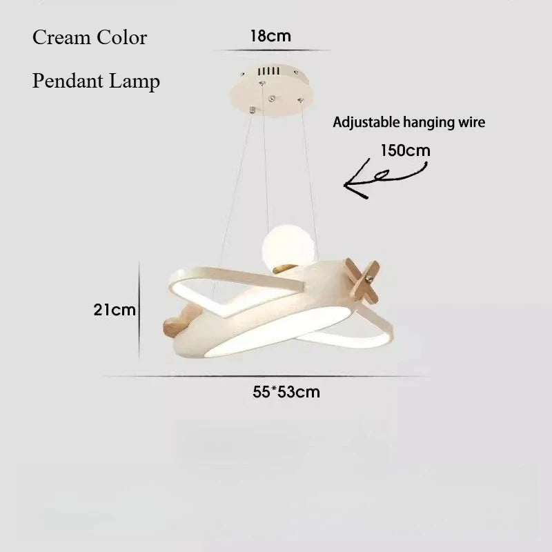 Lampa samolot wisząca w kremowym kolorze, 18x21cm, idealna do nowoczesnych wnętrz