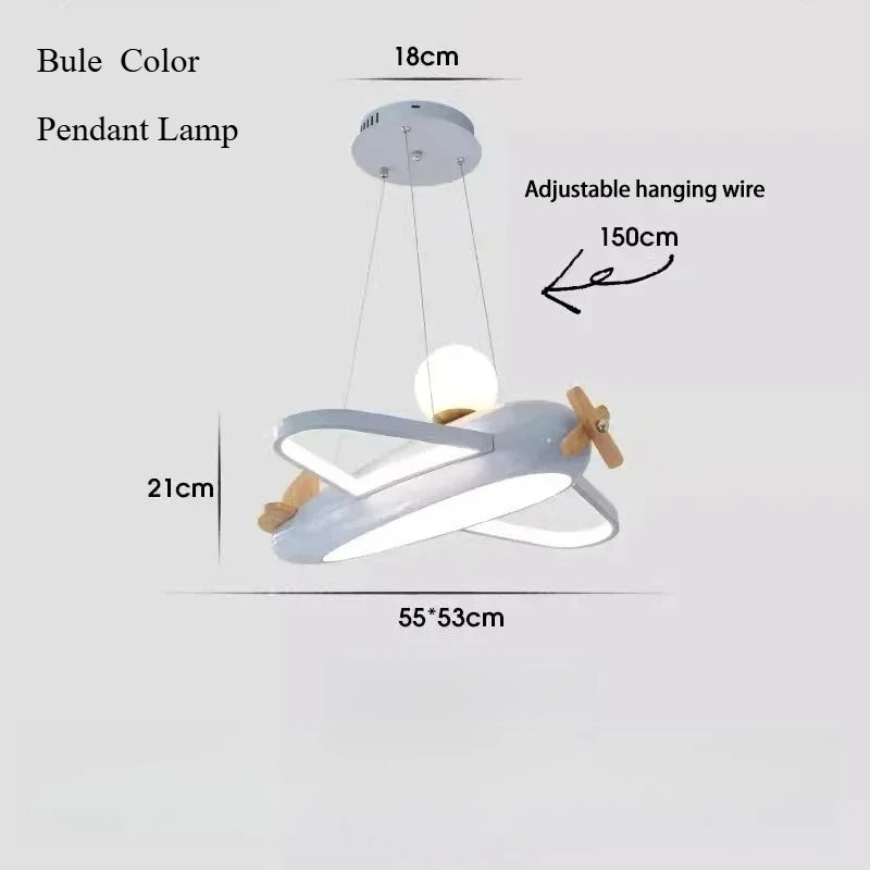 Lampa samolot, wisząca, biała z drewnianymi akcentami, idealna do pokoju dziecięcego