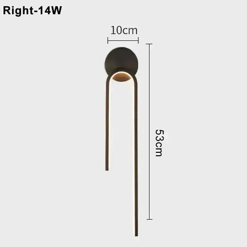 Nowoczesna lampa ścienna YUGUUK o wysokości 53 cm i szerokości 10 cm w czarnym kolorze