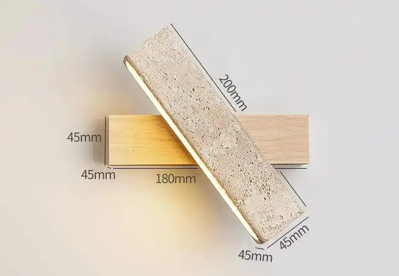 Nowoczesna lampa ścienna z drewna i betonu o wymiarach 200x45 mm do oświetlenia wnętrz