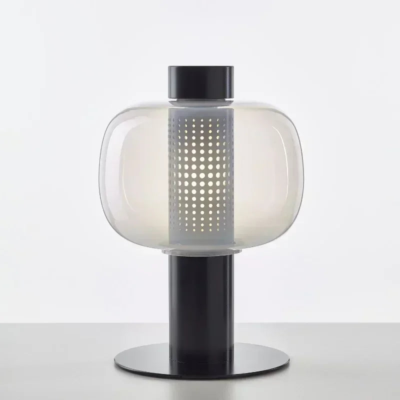 Nowoczesna lampa stołowa OEM z czarną podstawą i przezroczystym kloszem ze szkła