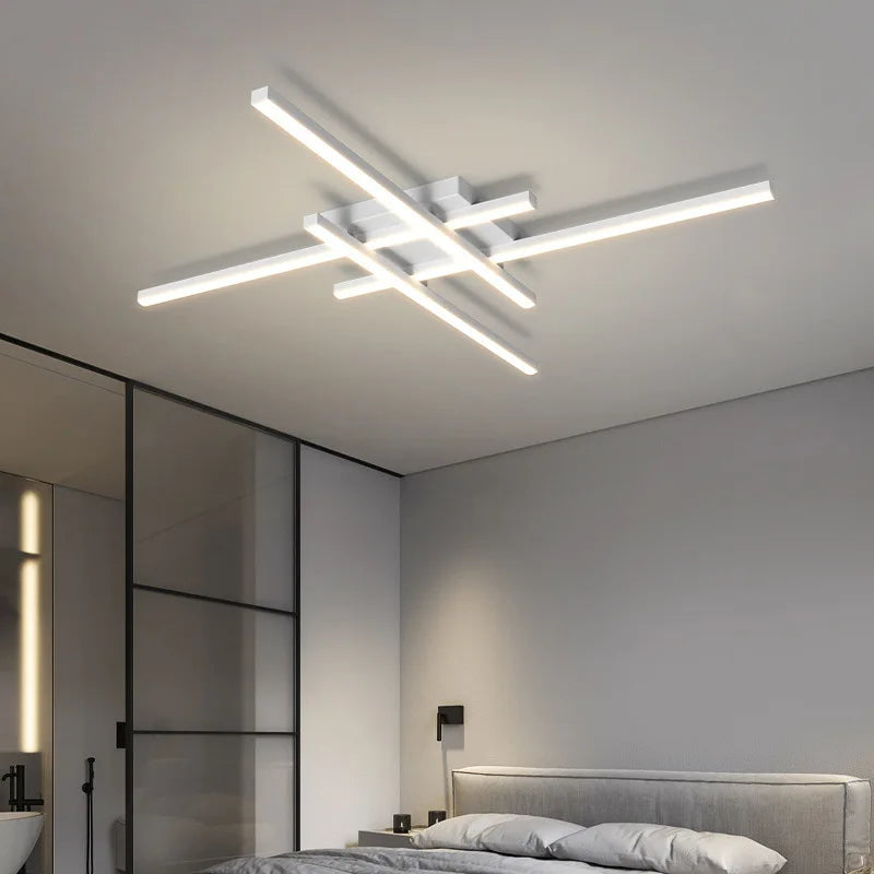 Nowoczesna lampa sufitowa CETANT z białym geometrycznym designem na sufit w sypialni