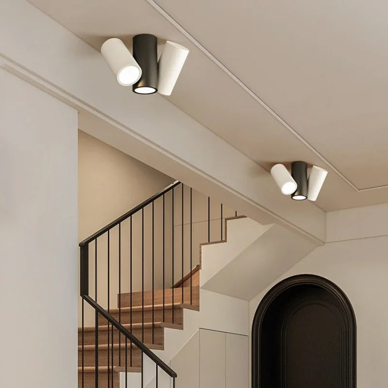 Lampa sufitowa NoEnName_Null, obrotowa, czarno-biała, salon