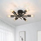 Nowoczesna czarna lampa sufitowa ONLYLIGHT z sześcioma żarówkami w minimalistycznym wnętrzu