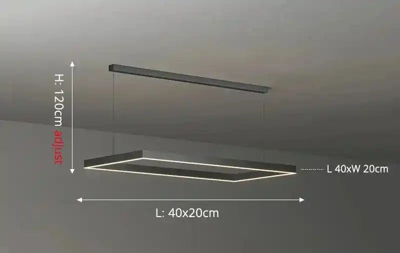 Nowoczesna lampa sufitowa Busmos o wymiarach 40x20 cm z regulacją wysokości do 120 cm