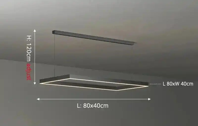 Busmos nowoczesna lampa sufitowa prostokątna z regulowaną wysokością 120 cm w kolorze czarnym