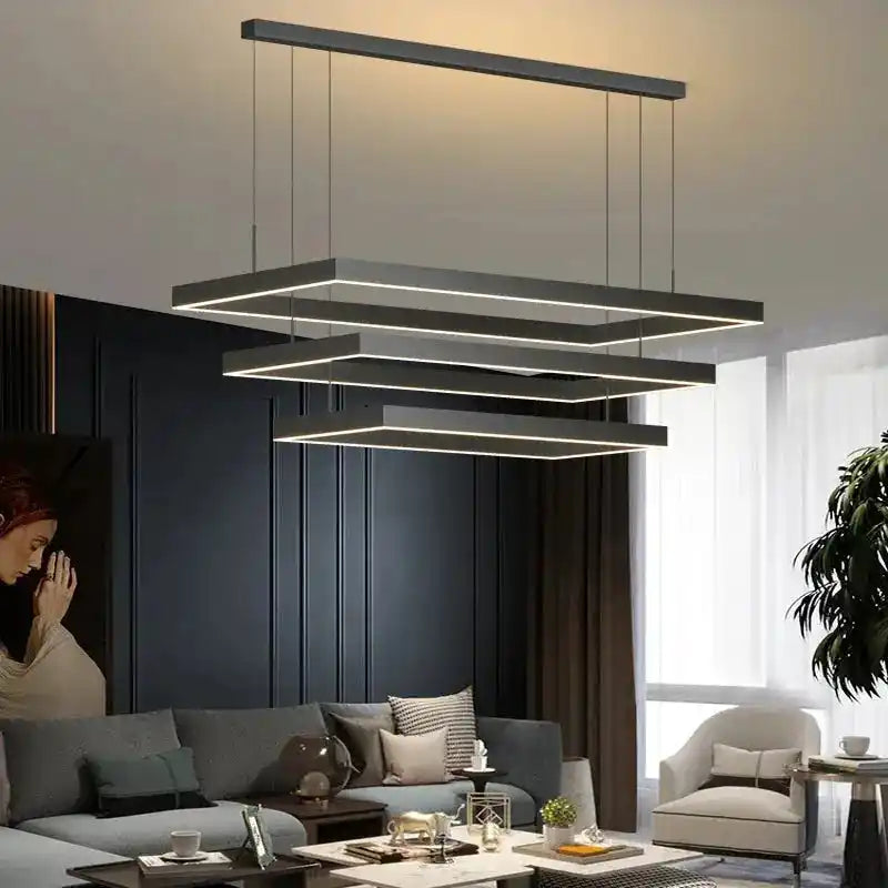 nowoczesna lampa sufitowa Busmos z geometrycznym designem w stylowym salonie