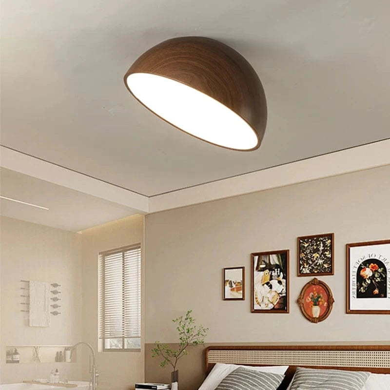 YICOLUX lampa sufitowa półkula w drewnianym stylu nowoczesna do sypialni