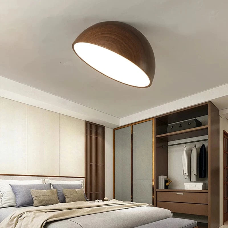 YICOLUX lampa sufitowa w kształcie drewnianej półkuli o nowoczesnym designie do sypialni
