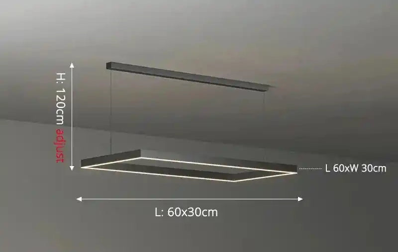 Modernistyczna lampa sufitowa Busmos prostokątna regulowana o wymiarach 60 na 30 centymetrów