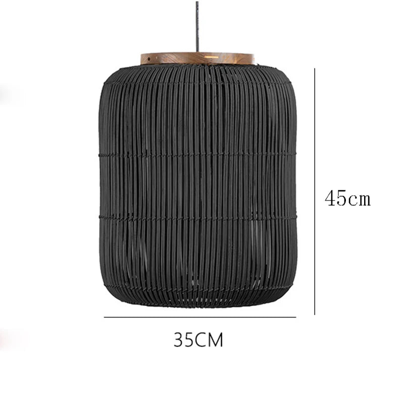 HomeLover lampa wisząca BOHO czarna o wymiarach 35x45 cm z drewnianym detalem