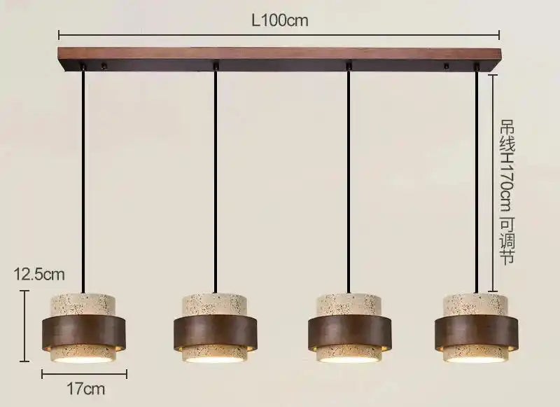 Lampa wisząca z czterema okrągłymi kloszami w stylu nowoczesnym i regulowaną długością zawieszenia