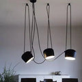 Nowoczesna czarna lampa wisząca Lux&vitae z trzema regulowanymi kloszami do jadalni