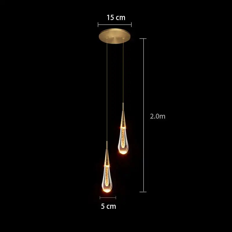 Lampa wisząca WHGL i ght z dwoma smukłymi szklanymi kloszami i ciepłym światłem LED