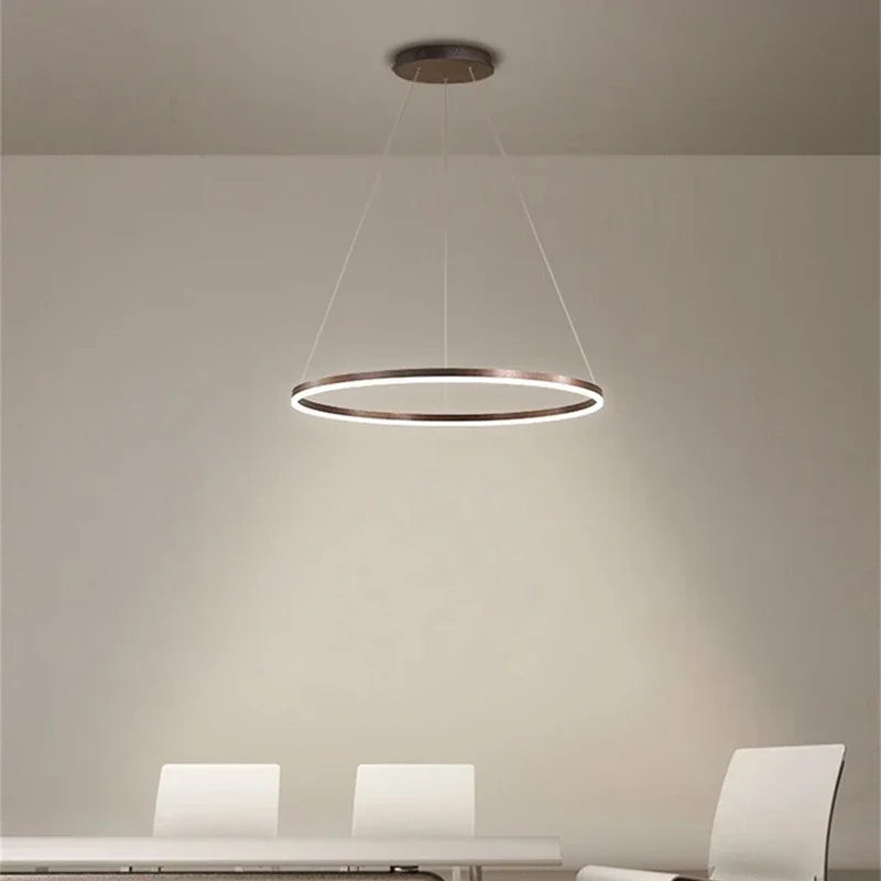 Nowoczesna lampa wisząca DAMIASMIL o minimalistycznym designie w kształcie okręgu nad stołem