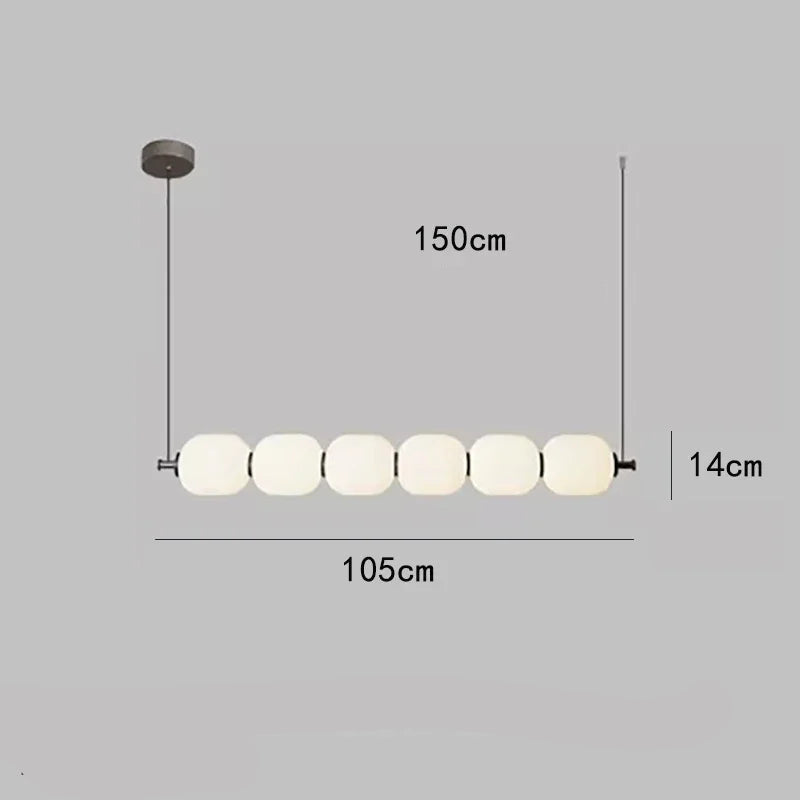 Nowoczesna lampa wisząca SANDYHA z pięcioma okrągłymi kloszami w białym kolorze