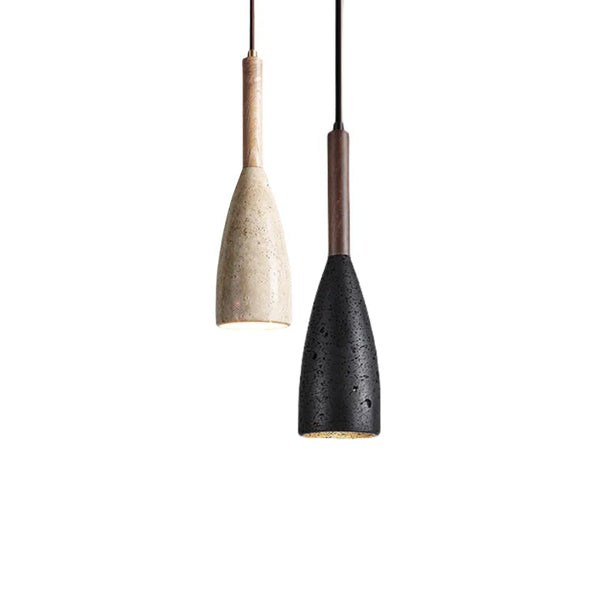 Lampy wiszące Kavira z kamienia w kolorze czarnym i beżowym