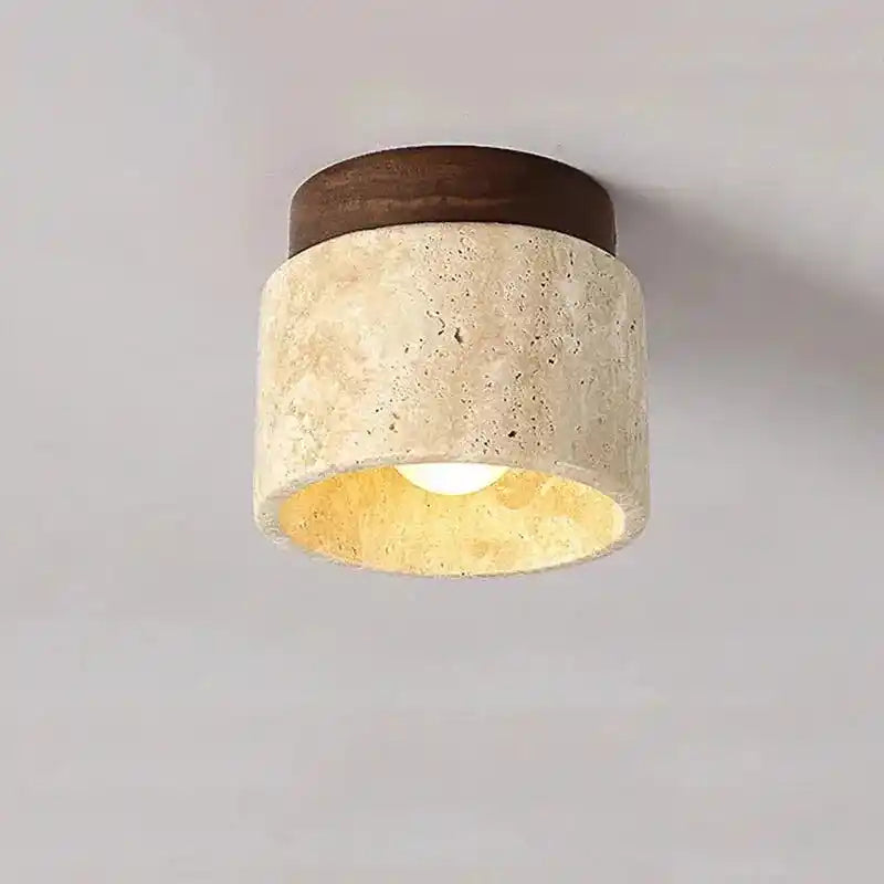 SKXL lampa z naturalnych materiałów sufitowa z drewnianą i kamienną obudową
