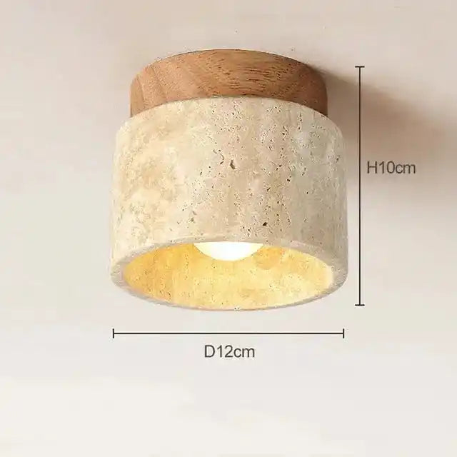 SKXL lampa z naturalnych materiałów sufitowa o wymiarach 12 cm średnicy i 10 cm wysokości
