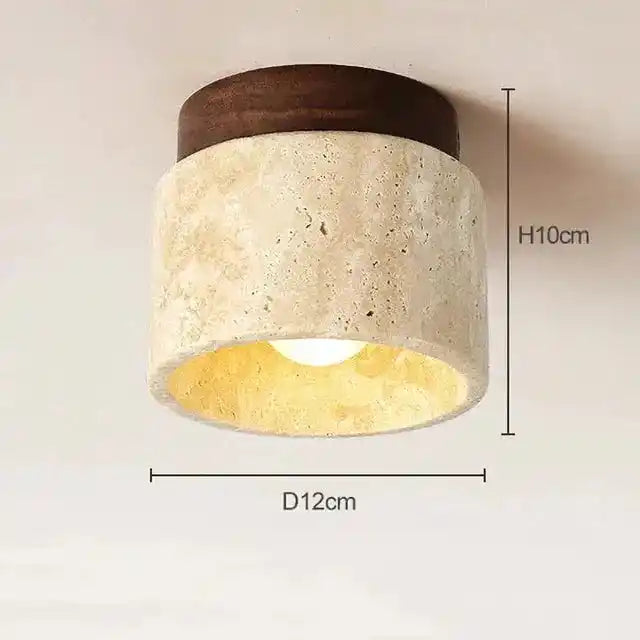 Lampa z naturalnych materiałów SKXL z okrągłym kloszem i drewnianą górą o wymiarach 12x10 cm