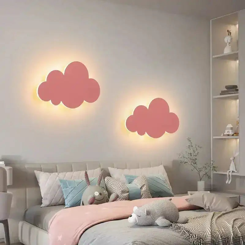 TACIFITY lampy LED do pokoju dziecięcego w kształcie różowych chmur nad łóżkiem