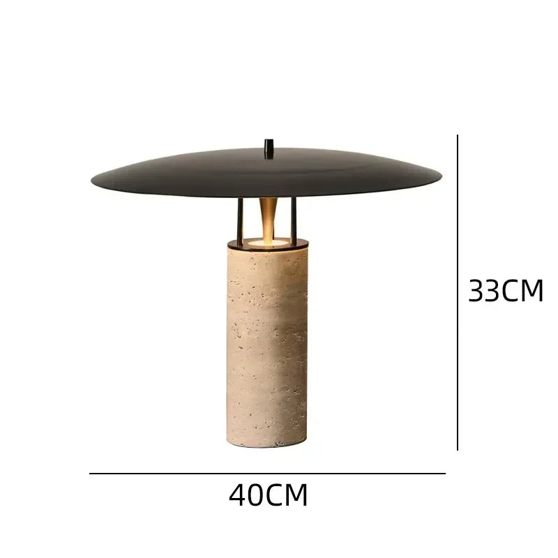 Nowoczesna lampa stołowa SANDYHA z czarnym kloszem i betonową podstawą 33 cm wysokości